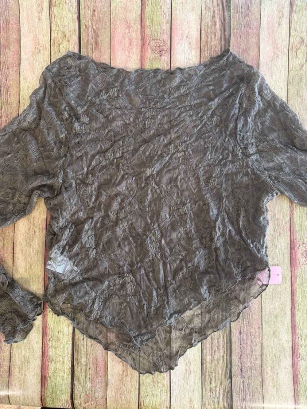 Olive Brown Sheer Lace Handkerchief Top | Y2K Fairy Grunge XXL